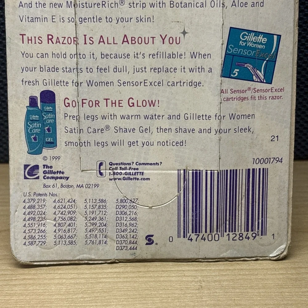 Gillette for Women Sensor Excel Razor Vintage 1999 Blue Sparkle NEW - Picture 7 of 9